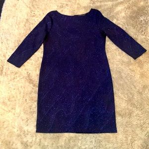 Navy sparkle cocktail dress with zipper back, size large
